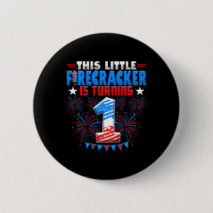 Kids This Little Firecracker Is Turning 1 Birthday 6 Cm Round Badge