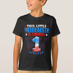 Kids This Little Firecracker Is Turning 1 Birthday T-Shirt