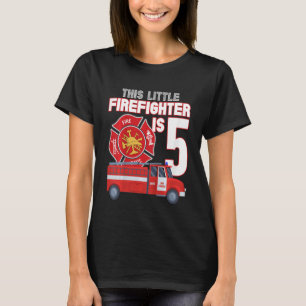 Kids This Little Firefighter is 5 Year Old Birthda T-Shirt