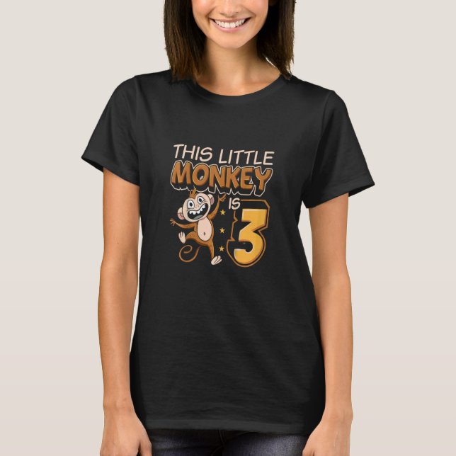 Kids This Little Monkey Is 3 Monkey Ape Animale 3r T-Shirt (Front)