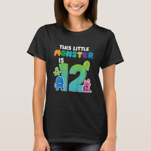 Kids This Little Monster Is 12 Year Old 12th Birth T-Shirt