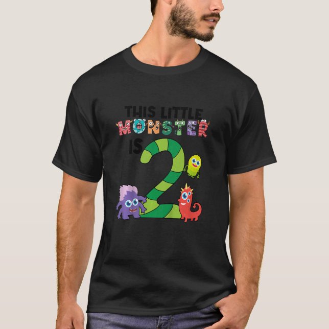 Kids This Little Monster is 2 Year Old 2nd Birthda T-Shirt (Front)