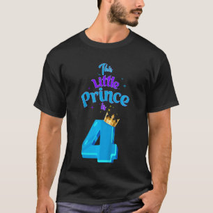 Kids This Little Prince Is 4 Birthday King 4 Year  T-Shirt