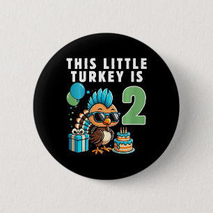 Kids This Little Turkey Is 2 Thanksgiving Day  6 Cm Round Badge