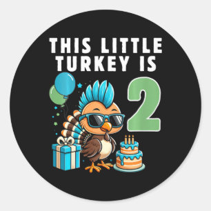 Kids This Little Turkey Is 2 Thanksgiving Day Classic Round Sticker