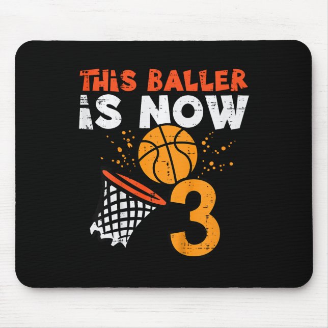 Kids This Ller Is Now 3 Sketll 3rd Birthday Bday B Mouse Mat (Front)