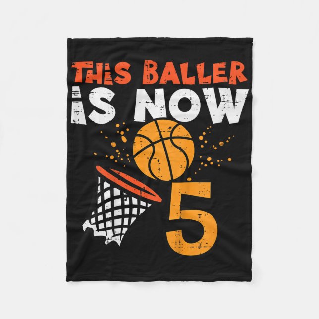 Kids This Ller Is Now 5 Sketll 5th Birthday Bday B Fleece Blanket (Front)