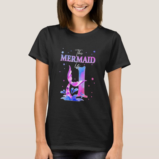 Kids This Mermaid Is 1 Year Old Girl 1st Birthday  T-Shirt (Front)