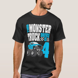 Kids This Monster Truck Driver Is 4 Birthday top F