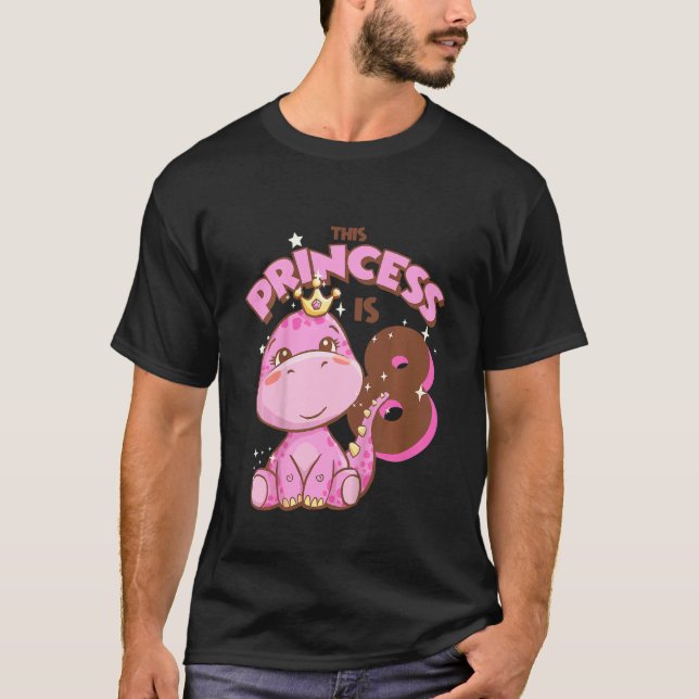 Kids This Princess Is 8 Girls 8th Birthday Pink Di T-Shirt (Front)