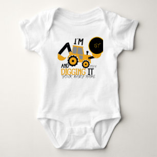 Kids Three 1yr 3rd Birthday Construction Boy 1 Yea Baby Bodysuit