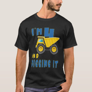 Kids Three 4yr 4th Birthday Construction Boy 4 Yea T-Shirt