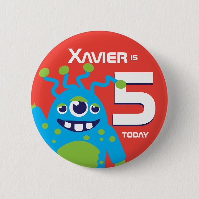 Kids three eyed alien name age button (Front)