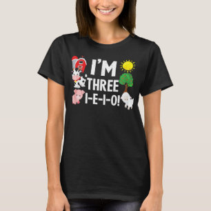 Kids THREE-I-E-I-O Birthday Party Supplies 3 Year  T-Shirt