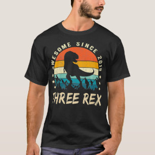 Kids Three Re 3rd Birthday Third Dinosaur 3 Year T-Shirt