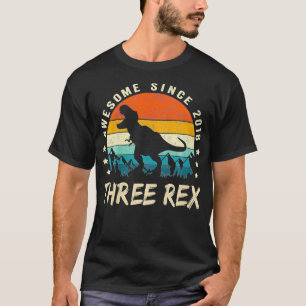 Kids Three Re 3rd Birthday Third Dinosaur 3 Year T-Shirt