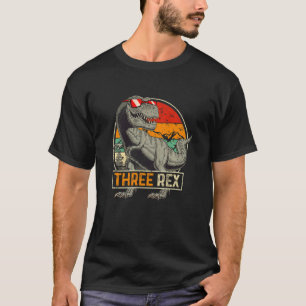 Kids Three Rex 3rd Birthday Boy Toolder Dinosaur R T-Shirt