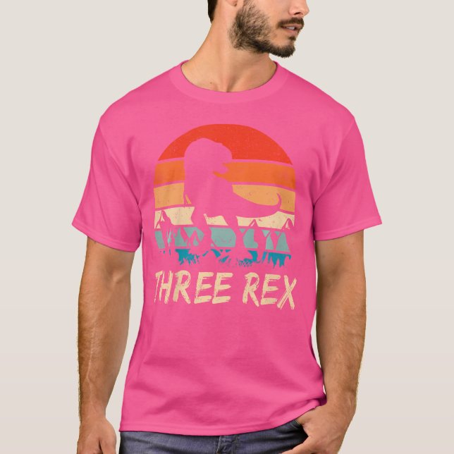 Kids Three Rex 3Rd Birthday Shirt Third Dinosaur 3 (Front)