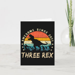 Kids Three Rex 3rd Birthday Third Dinosaur 3 Year  Card