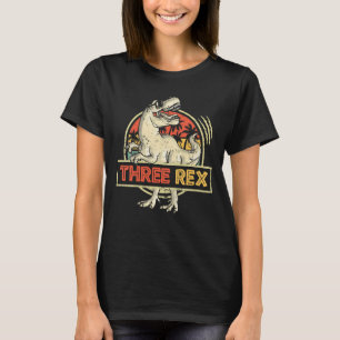 Kids Three Rex 3rd Birthday Third Dinosaur 3 Year T-Shirt