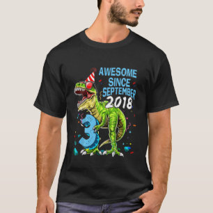 Kids Three Rex 3Rd Birthday Third Dinosaur 3 Year T-Shirt