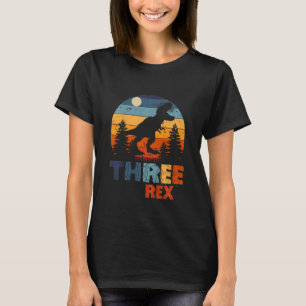 Kids Three Rex 3rd Birthday Third Dinosaur 3 Year T-Shirt
