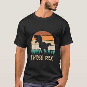 Kids Three Rex 3rd Birthday Third Dinosaur 3 Year T-Shirt