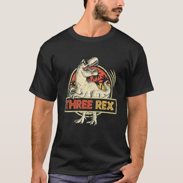 Kids Three Rex 3rd Birthday  Third Dinosaur 3 Year T-Shirt (Front)