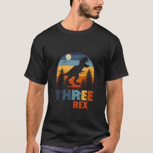 Kids Three Rex 3rd Birthday Third Dinosaur 3 Year T-Shirt