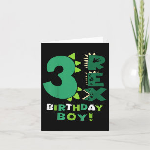 Kids Three Rex Birthday Boy 3rd Birthday Dinosaur  Card