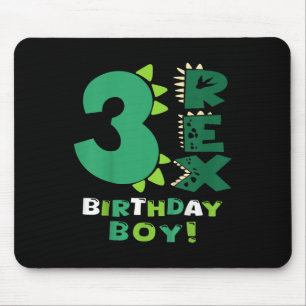 Kids Three Rex Birthday Boy 3rd Birthday Dinosaur  Mouse Mat