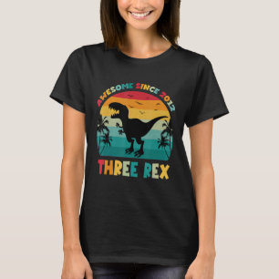 Kids Three Rex Funny Dinosaur 10 Year Old Awesome T-Shirt