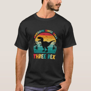 Kids Three Rex Funny Dinosaur 10 Year Old Awesome T-Shirt