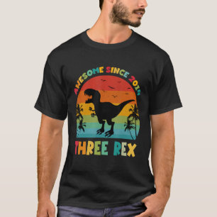 Kids Three Rex Funny Dinosaur 8 Year Old Awesome s T-Shirt