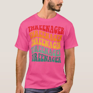 Kids Threenager Boy Retro Groovy Third Bday 3Th Bi T-Shirt