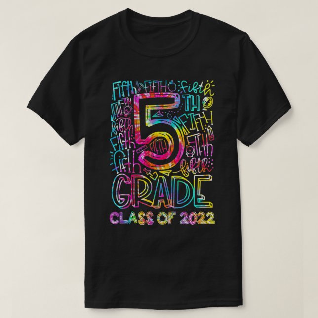 Kids Tie Dye Graduate 5th Grade Senior Graduation  T-Shirt (Design Front)