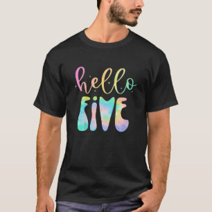 Kids Tie Dye Hello Five 5 Year Old 5th Birthday Gi T-Shirt