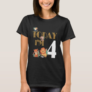 Kids Today Im 4 Children Kids Birthday Animals Zoo T-Shirt