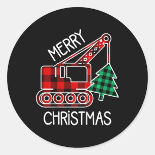 Kids Toddler Christmas Truck Boy Xmas Excavator Pl Classic Round Sticker