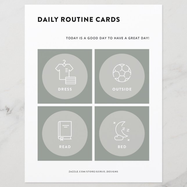 Kids Toddler Daily Routine Cards Visual Schedule (Front)