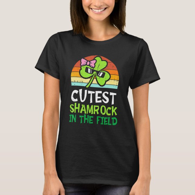 Kids Toddler Girls St Patricks Day Cutest Shamrock T-Shirt (Front)