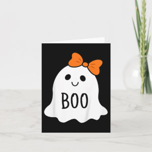 Kids Toddler Halloween Boo Ghost With A Bow Girls  Card