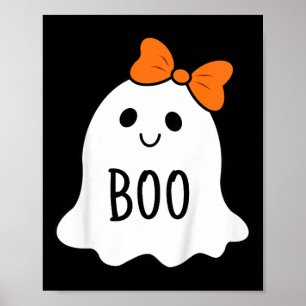 Kids Toddler Halloween Boo Ghost With A Bow Girls  Poster