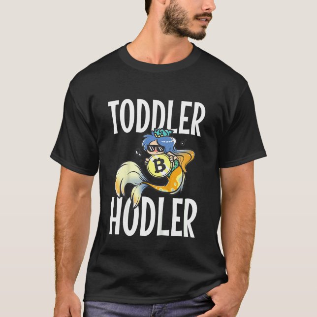 Kids Toddler Hodler Bitcoin Mermaid with Sunglasse T-Shirt (Front)