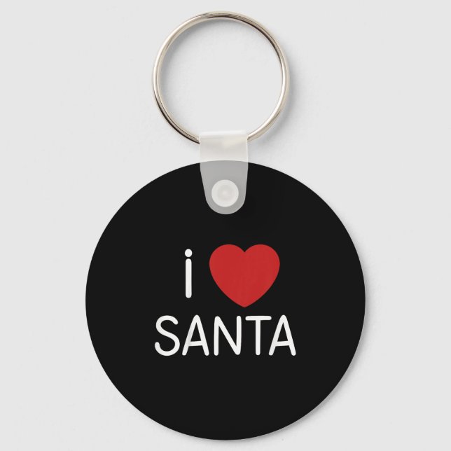 Kids Toddler I Love Santa Claus Boys Girls Christm Key Ring (Front)