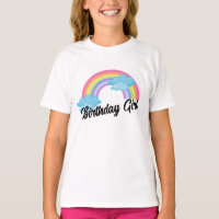 Kids Toddler Tee, Rainbow Birthday Girl Colourful 
