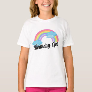 Kids Toddler Tee, Rainbow Birthday Girl Colourful  T-Shirt
