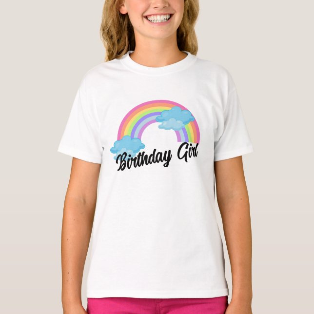 Kids Toddler Tee, Rainbow Birthday Girl Colourful  T-Shirt (Front)