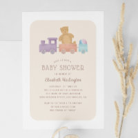 Kids toy and cute bear. Gender neutral baby shower