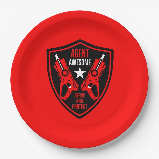 Kids Toy Dart Gun Battle Paper Plate (Front)